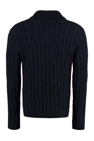 VALENTINO Men's Blue Cable Knit Sweater for FW23
