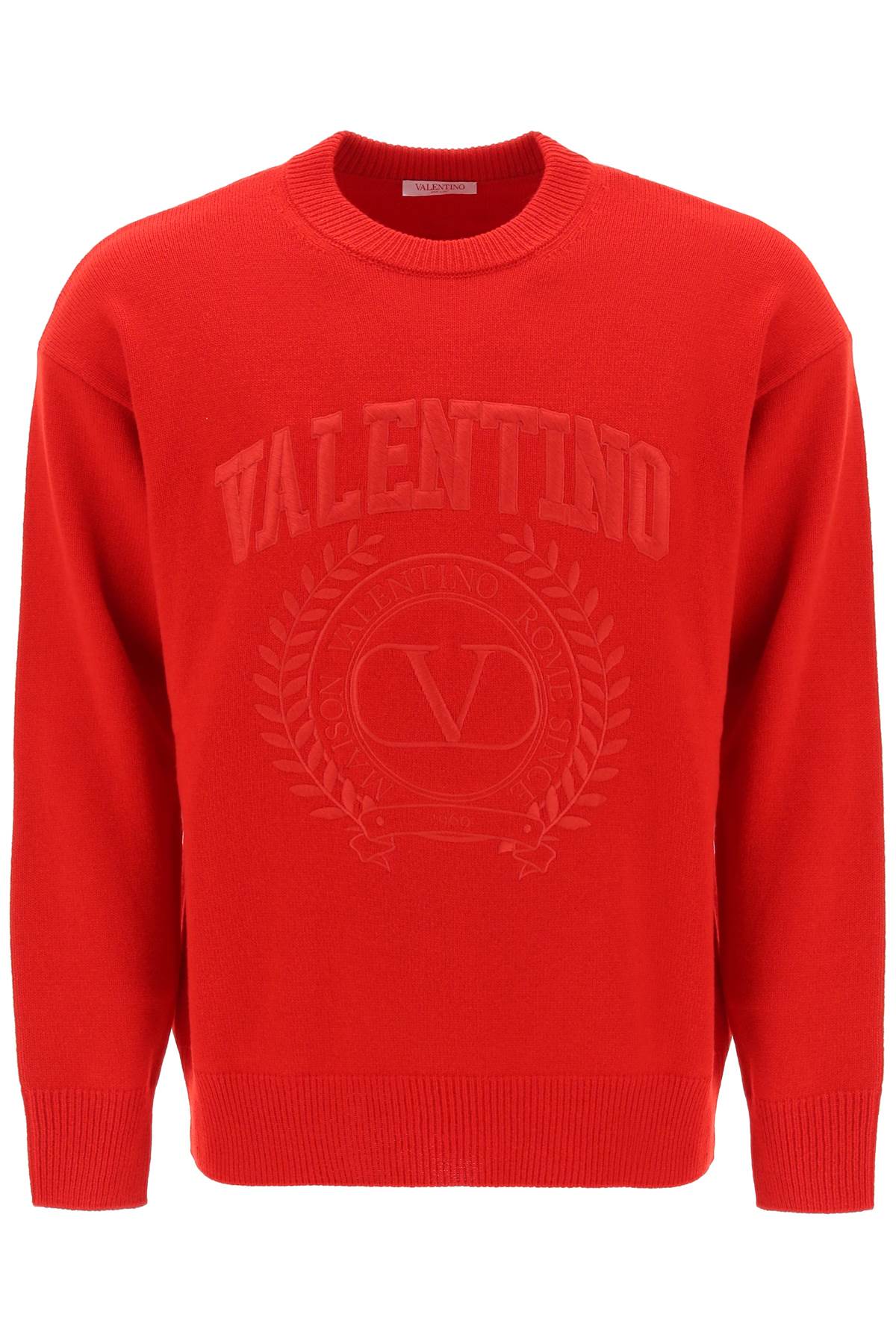 Áo len nam màu đỏ Valentino with các chi tiết thêu trên ngực