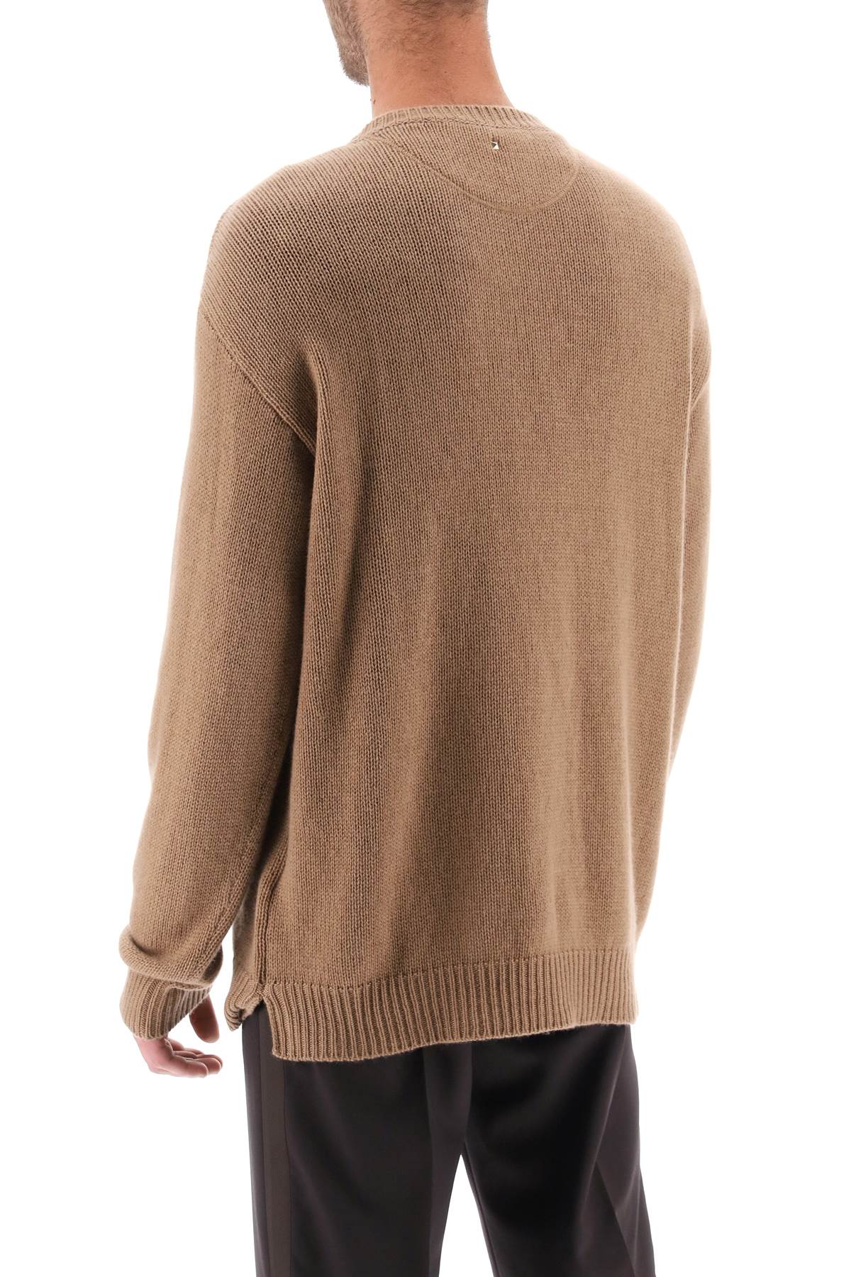 VALENTINO GARAVANI Men's Cashmere Sweater with Stud Embellishment in Beige
