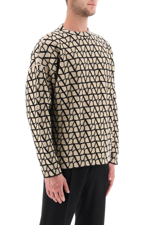 VALENTINO GARAVANI Oversized Toile Iconography Wool Sweater - Size L