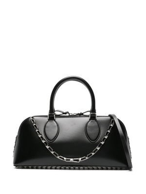 VALENTINO Black Rockstud Embellished Tote Handbag for Women - FW23 Collection