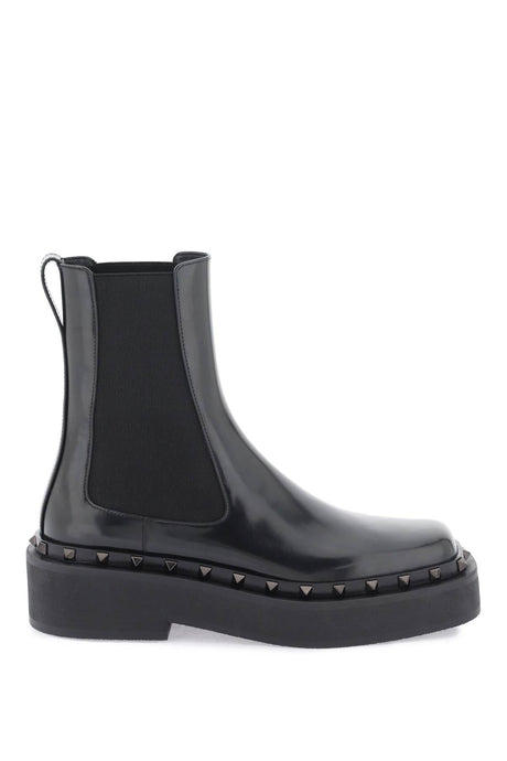 VALENTINO Rockstud M-Way Leather Chelsea Boots