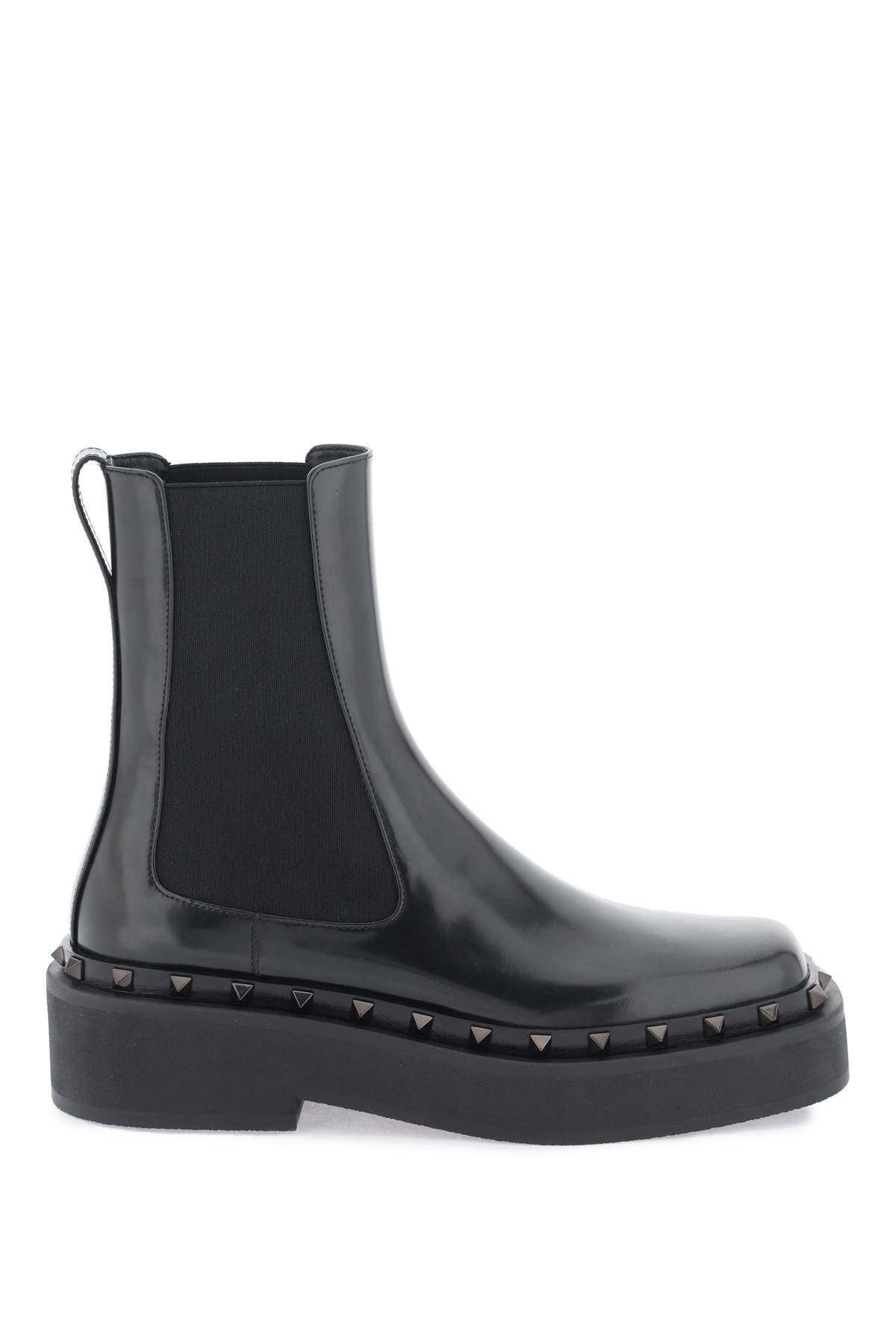 VALENTINO GARAVANI Women's Beatle Rockstud M-Way Boots in Black Calfskin - FW23 Collection