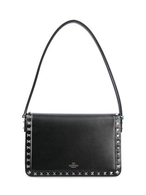 VALENTINO GARAVANI Studded Midnight Blue Raffia Shoulder Handbag - FW24