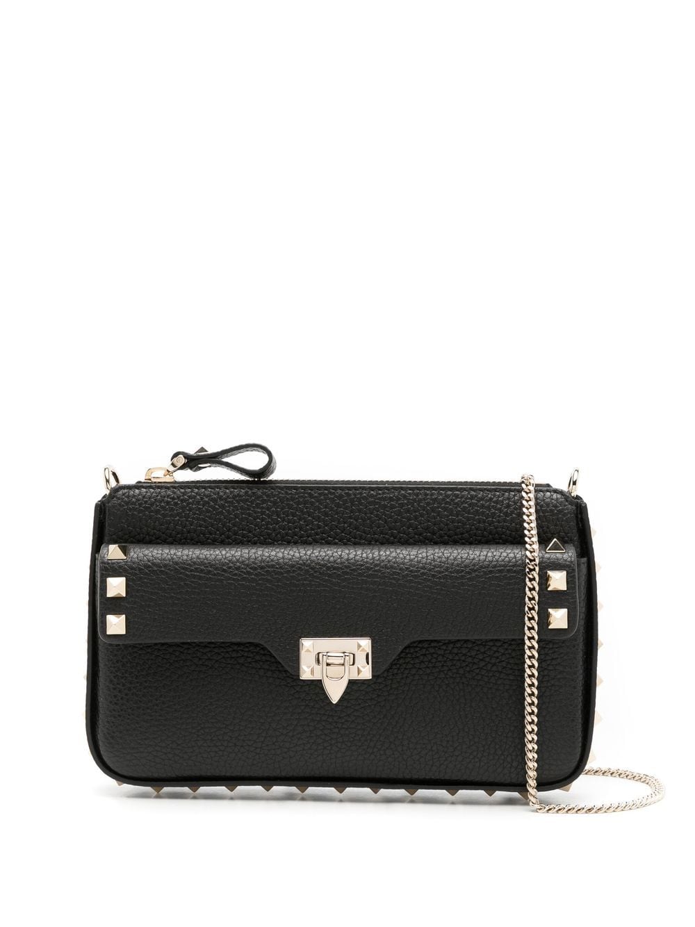 VALENTINO Elegant Black Pouch Handbag with Gold Accents for Women