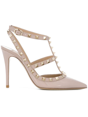Giày cao gót bóng màu hồng nhạt Powder Pink Patent Leather Rockstud cho nữ