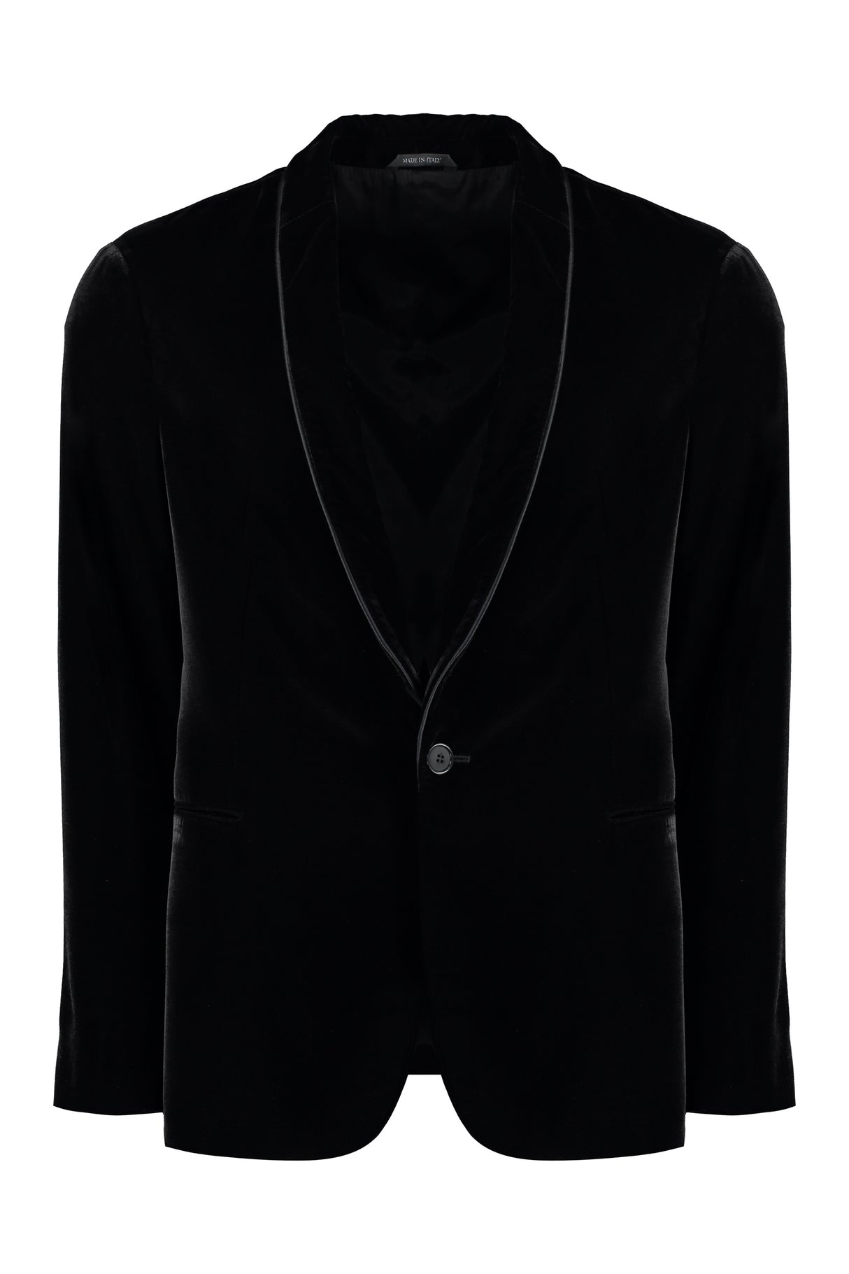 GIORGIO ARMANI Men's Single-Breasted Velvet Jacket for FW23 in Black