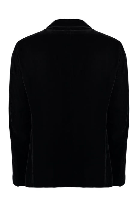 GIORGIO ARMANI Men's Single-Breasted Velvet Jacket for FW23 in Black