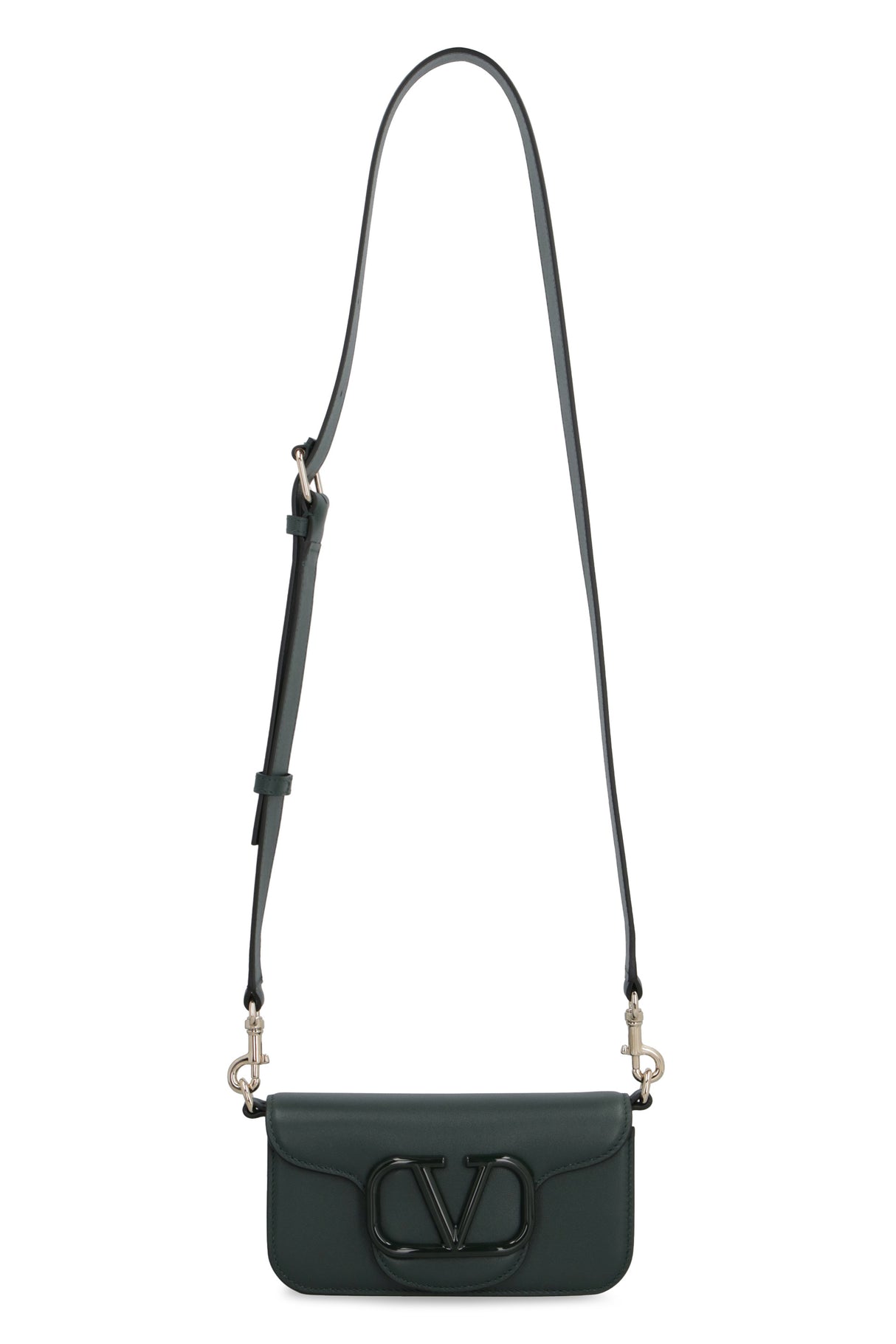 VALENTINO "Mini Luxe Leather Crossbody Bag for Men with Gold-Tone Hardware - Green"