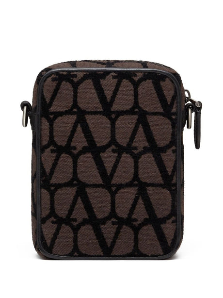 VALENTINO GARAVANI Mini Iconograph Toile Crossbody Bag with Leather Trims and VLogo Detail - Multicolor