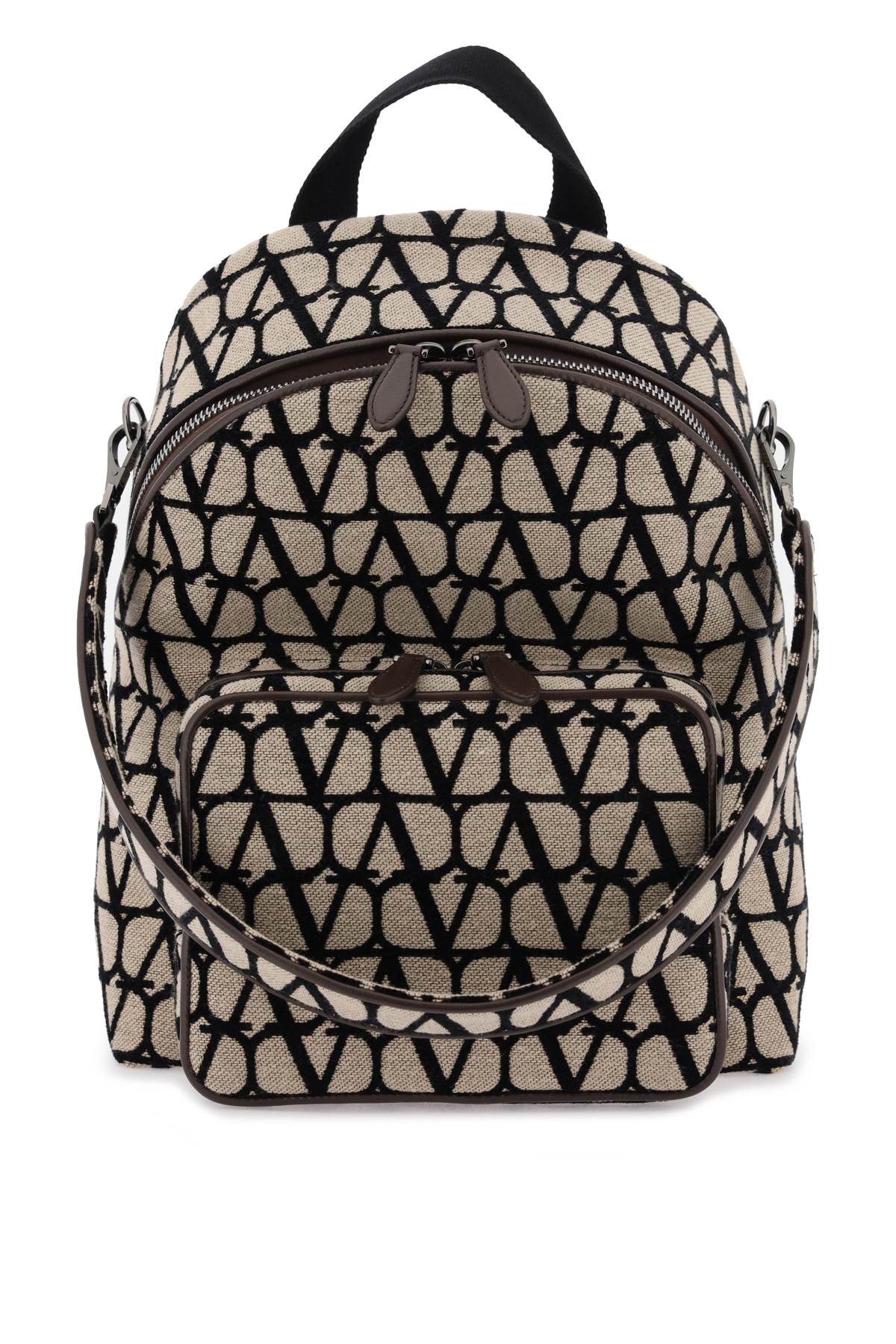 VALENTINO GARAVANI Designer Mixed Colour Backpack for Men in Iconic Print and Leather