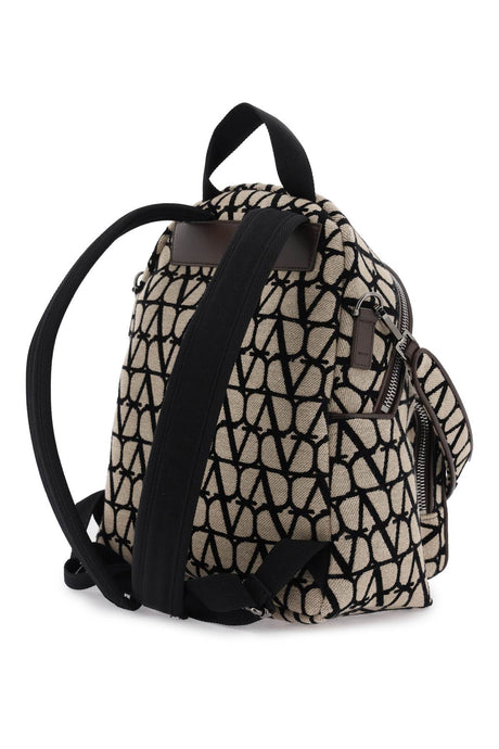 VALENTINO GARAVANI Classic Beige Icon Print Backpack for Men