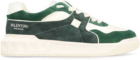 VALENTINO Men's White Low-Top Sneakers with Suede and Leather Details