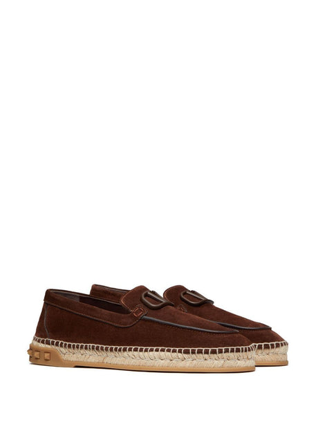 VALENTINO Men's Brown Eco-Suede Espadrilles for Fall/Winter 2024