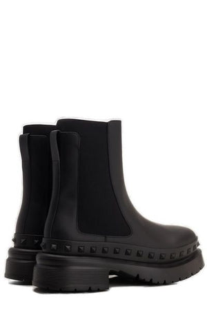 VALENTINO GARAVANI Black Studded Ankle Boots for Men - FW23