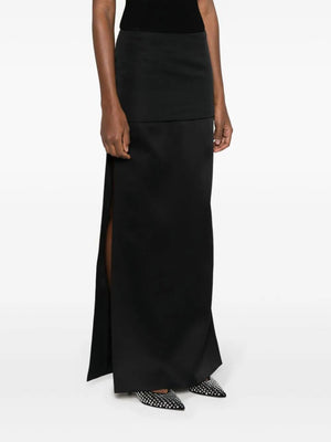 KHAITE Black Layered Maxi Skirt for Women