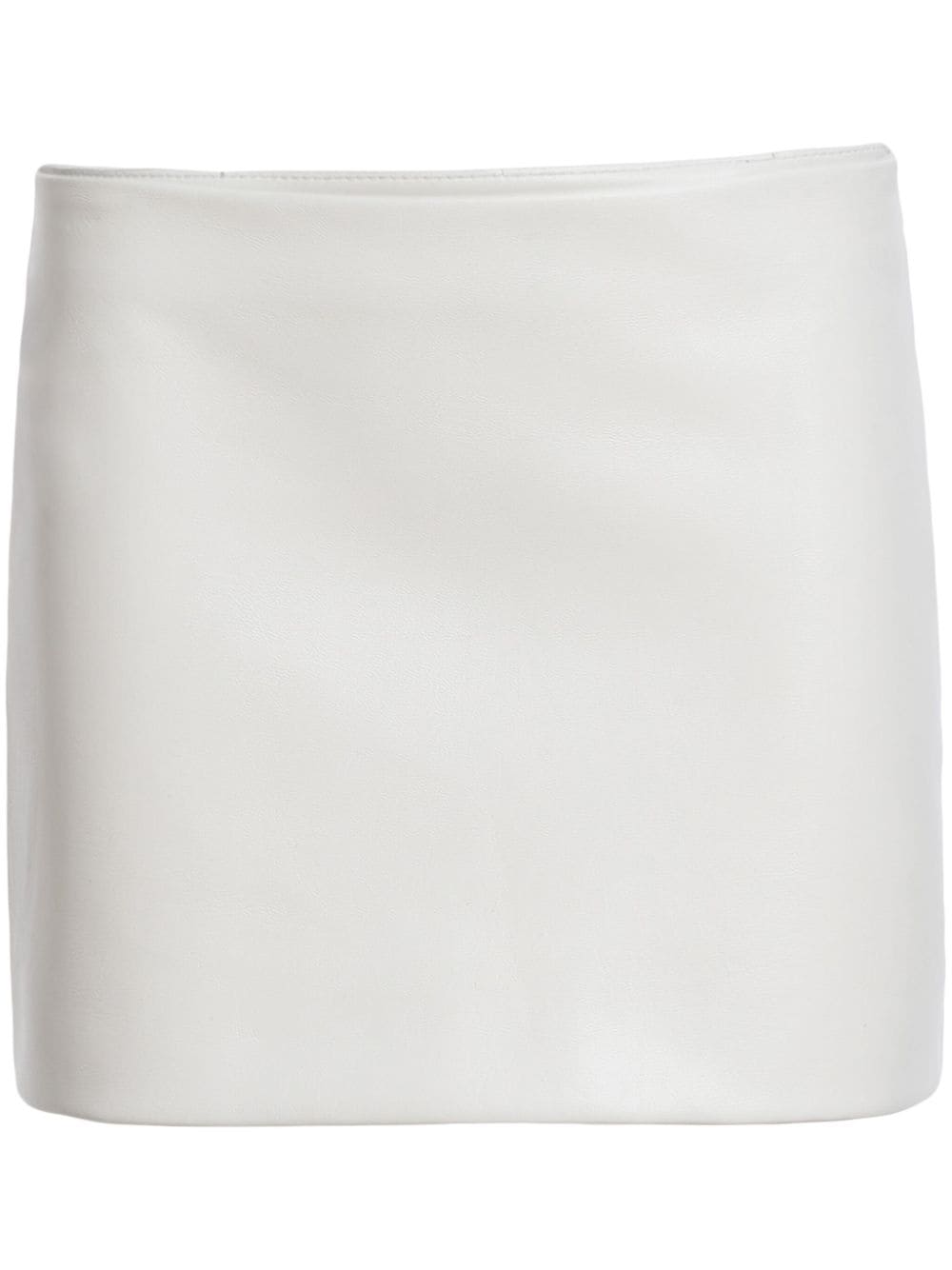 KHAITE Off-White Leather Mini Skirt with Silk Lining for Women