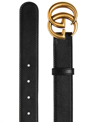 GUCCI Sleek Leather Belt with Double G Buckle for Men