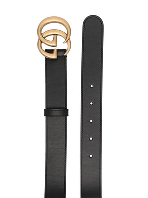 GUCCI Sleek Leather Belt with Double G Buckle for Men