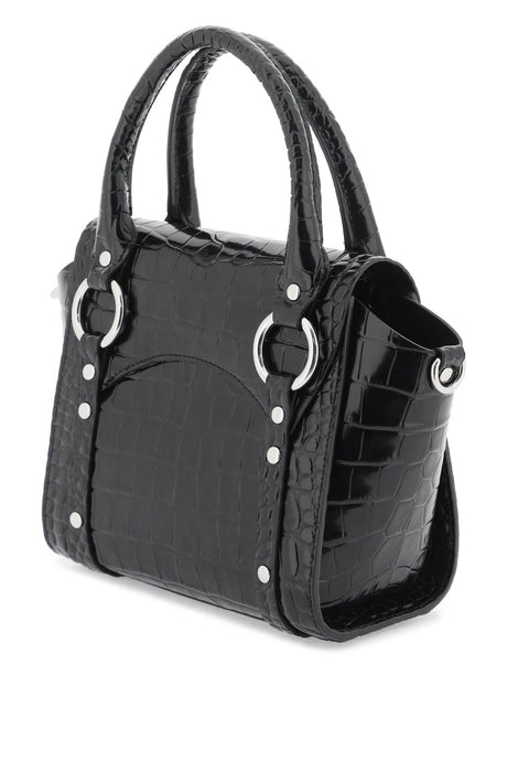 VIVIENNE WESTWOOD Small Betty Croco-Embossed Leather Handbag with Iconic Silver Orb - Black