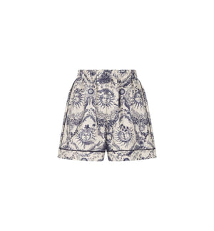 DIOR Blue and White Silk Toile Shorts for Women in SS24 Collection
