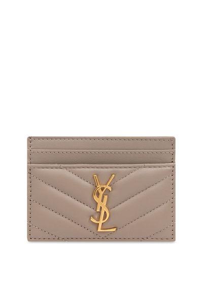 SAINT LAURENT Luxurious Light Musk Card Case for the Fashion-Conscious Woman