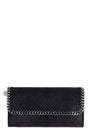 STELLA MCCARTNEY Black Continental Wallet with Shaggy Deer Fabric and Ruthenium Chain Trim