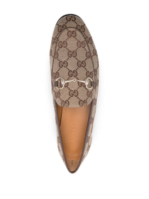 GUCCI Elegant Canvas Loafers with Signature Gold Horsebit