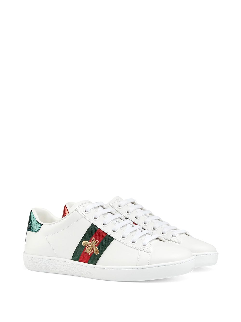 GUCCI Fashion-forward White Leather Embroidered Sneakers for Women