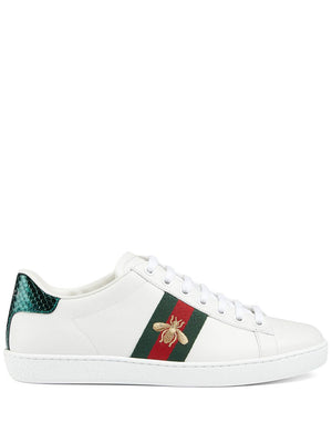 GUCCI Fashion-forward White Leather Embroidered Sneakers for Women