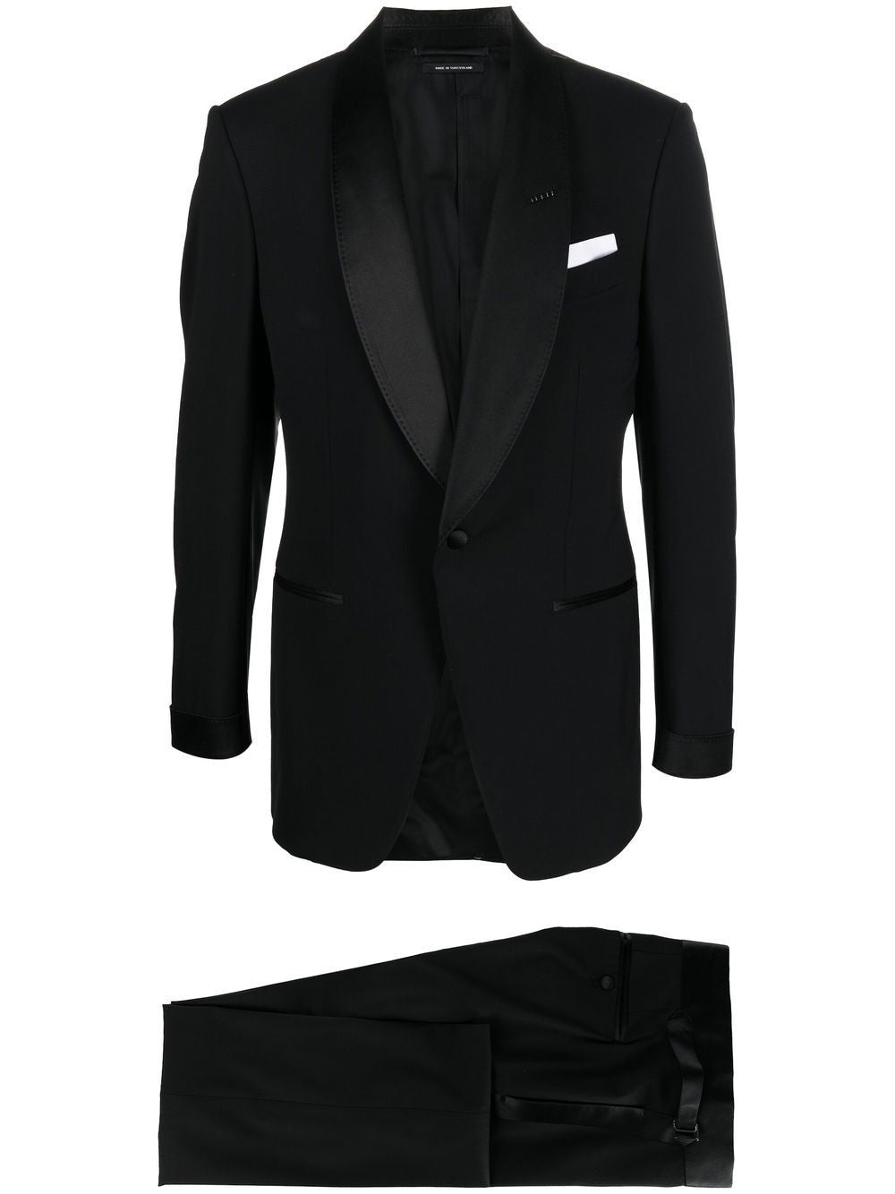 TOM FORD Black Satin Edge Suit for Men FW22