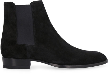 SAINT LAURENT Men's Black Suede Chelsea Boots with Elastic Inserts - 2024 Carryover Collection