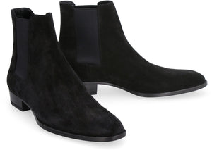 SAINT LAURENT Classic Wyatt 30 Black Suede Ankle Boot