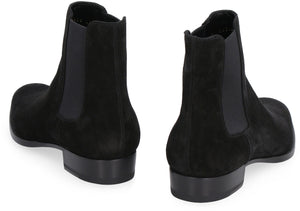 SAINT LAURENT Men's Black Suede Chelsea Boots with Elastic Inserts - 2024 Carryover Collection