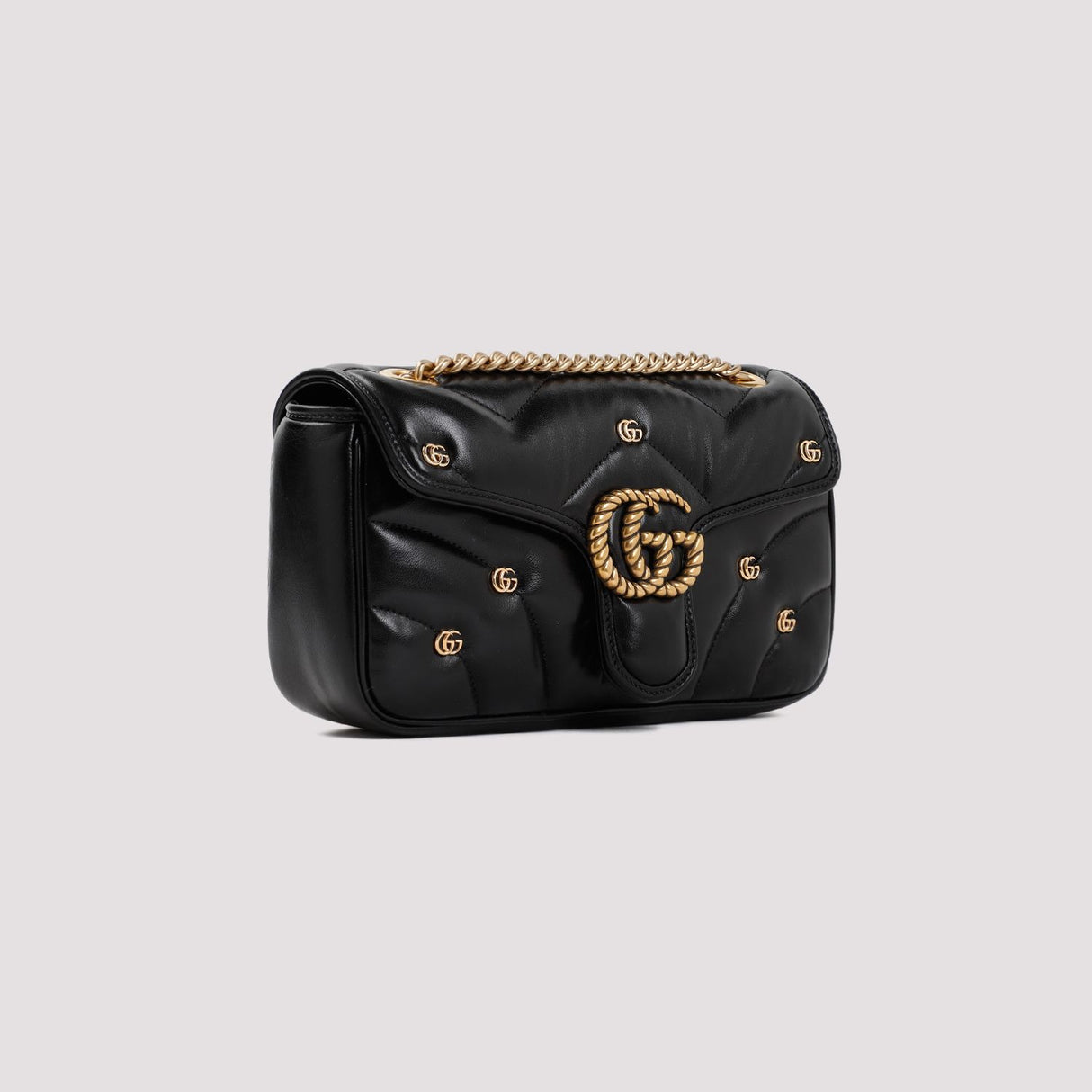 GUCCI Luxurious Mini Black Leather Shoulder Bag 26x13x7cm