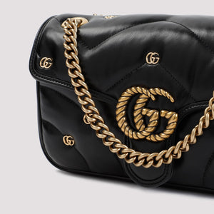 GUCCI Luxurious Mini Black Leather Shoulder Bag 26x13x7cm