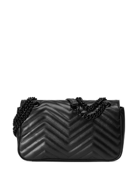 GUCCI Stylish Black Quilted Leather Handbag with Chevron Pattern for Women