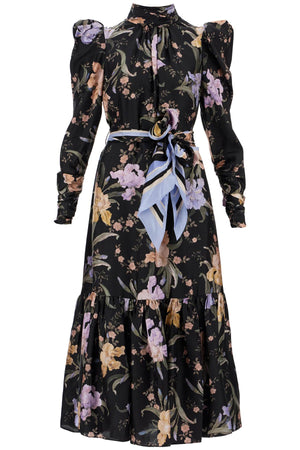 ZIMMERMANN Floral Print Midi Dress with Puff Sleeves - Size 1