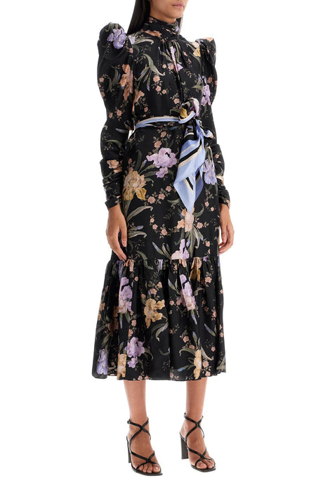 ZIMMERMANN Floral Print Midi Dress with Puff Sleeves - Size 1