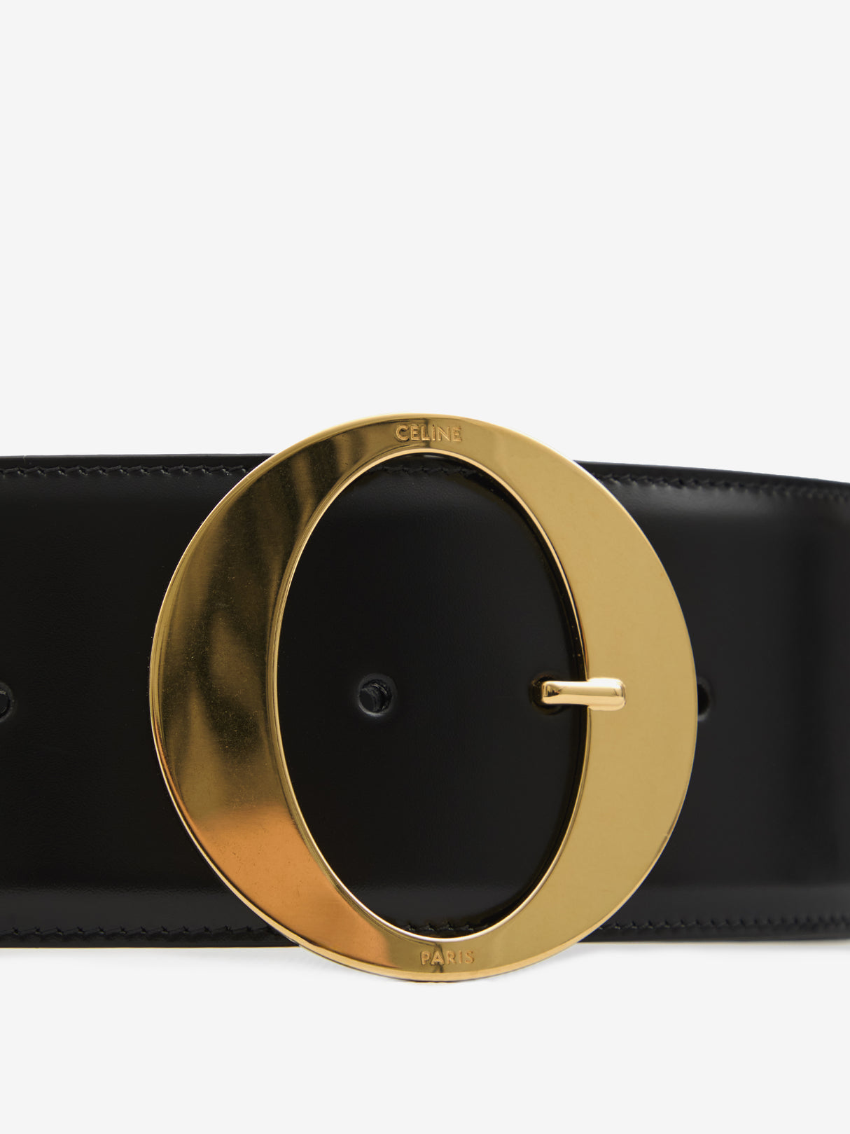 CELINE Stylish Adjustable Belt with Gold-Tone Buckle - 6.5cm Height