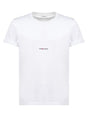 SAINT LAURENT Optic White Cotton T-Shirt for Men with Printed Brand Logo on Chest