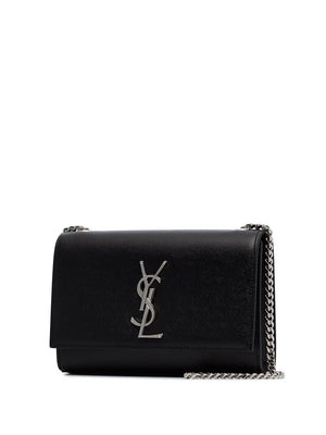 SAINT LAURENT Women’s Mini Black Crossbody Handbag with Silver Logo