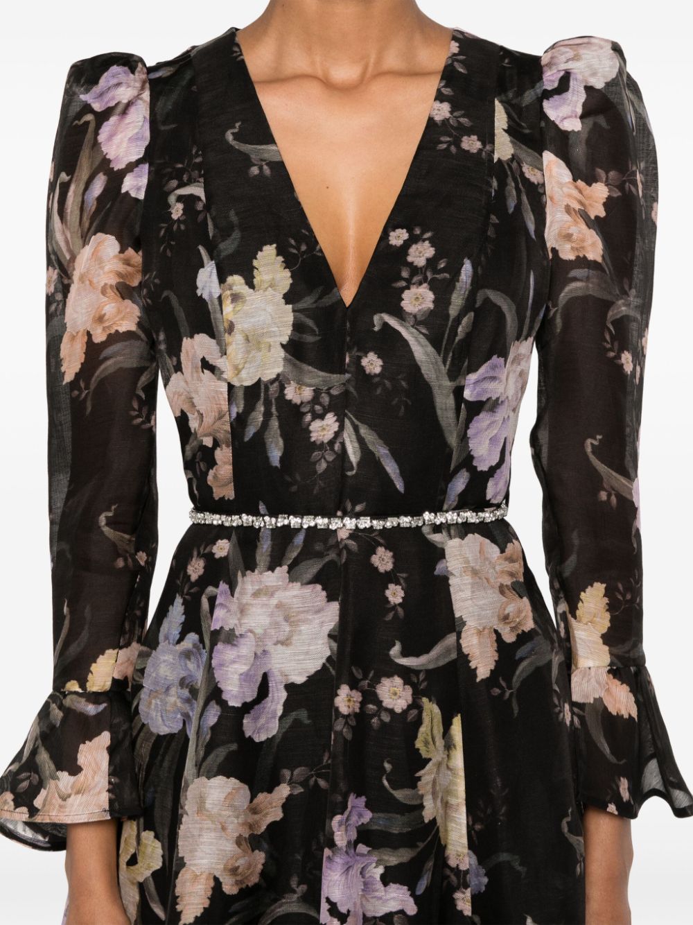 ZIMMERMANN Floral Print Linen Blend Dress