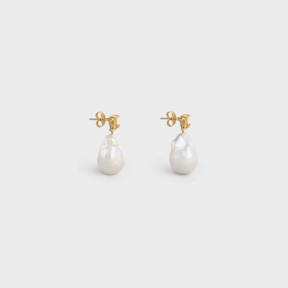 CELINE Baroque Goldtone Triumph Mini Earrings