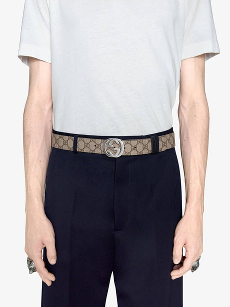 GUCCI Beige Mesh Detail Men's Belt for SS23 Collection