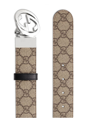 GUCCI Beige Mesh Detail Men's Belt for SS23 Collection