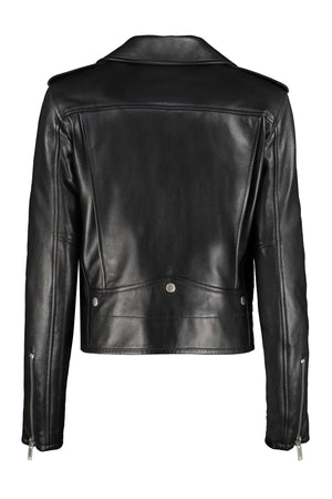 SAINT LAURENT Black Leather Motor Jacket for Women - SS24 Collection