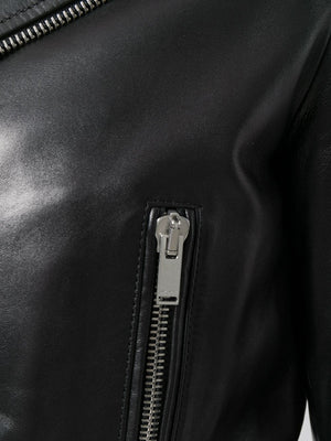 SAINT LAURENT Men's Black Motorcycle Jacket - SS24 Collection