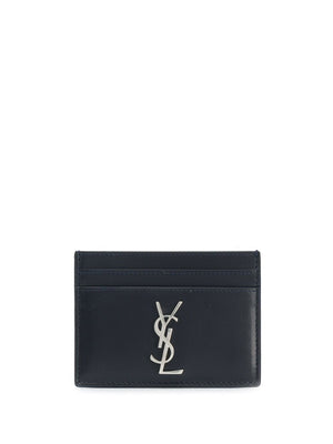 SAINT LAURENT Monogram Black Leather Credit Card Holder for Men