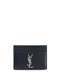 SAINT LAURENT Monogram Black Leather Credit Card Holder for Men